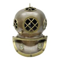 Reproduction deep sea diver's copper and brass helmet