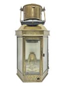 Large brass maritime lamp by Griffiths & Sons Birmingham with swing handle