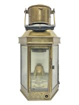 Large brass maritime lamp by Griffiths & Sons Birmingham with swing handle