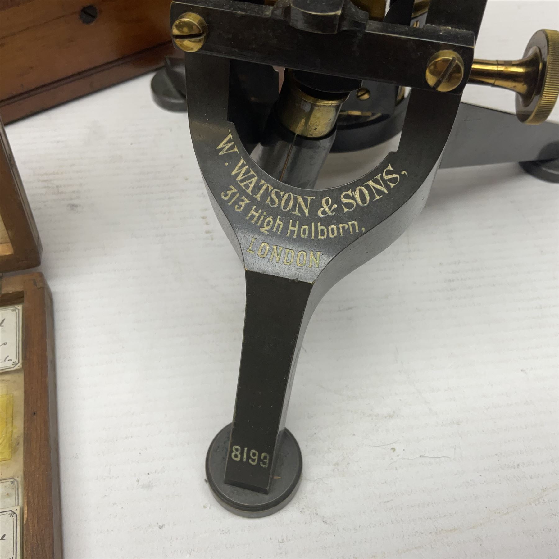 W. Watson & Sons Ltd lacquered brass compound microscope circa 1910 - Image 6 of 11