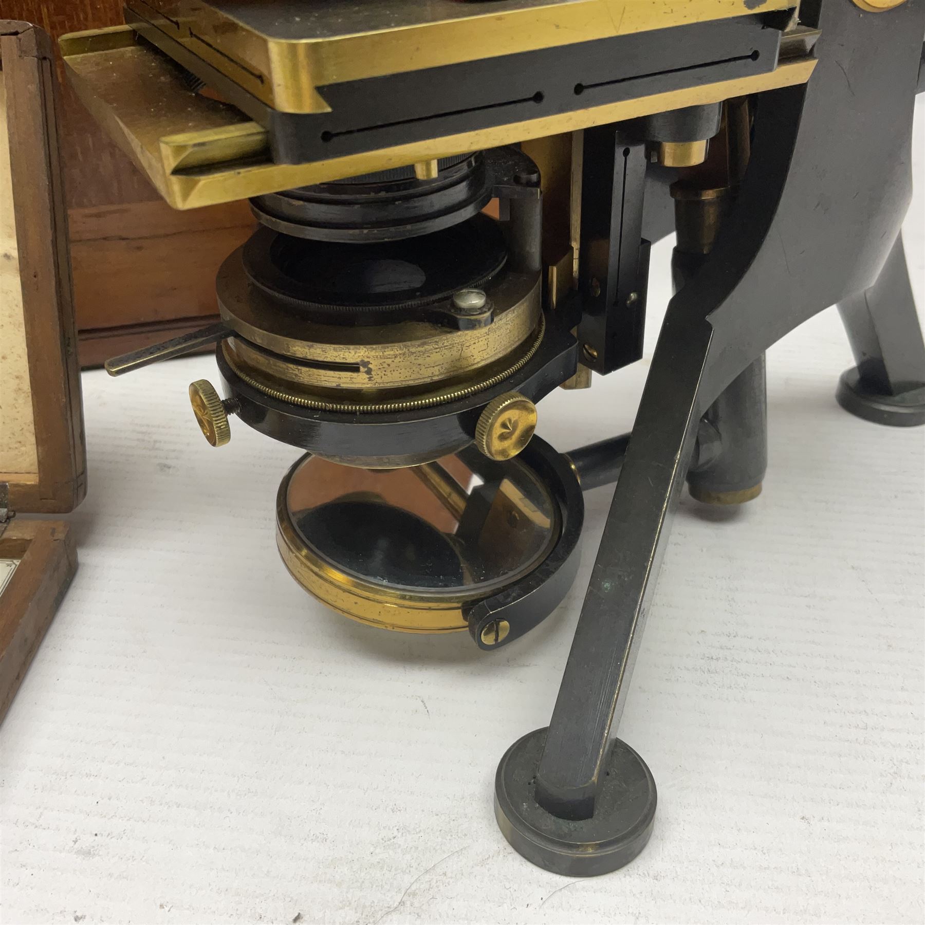 W. Watson & Sons Ltd lacquered brass compound microscope circa 1910 - Image 4 of 11