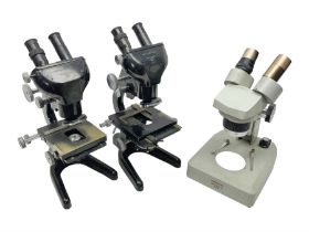 Three Binocular microscopes