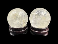 Pair of quartz spheres