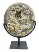 Large agate geode with quartz crystals to the centre