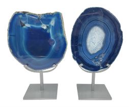 Pair of blue agate slices