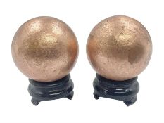Pair of copper spheres