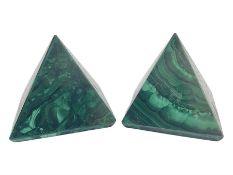 Pair of malachite pyramids