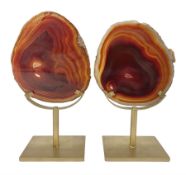 Pair of red agate slices