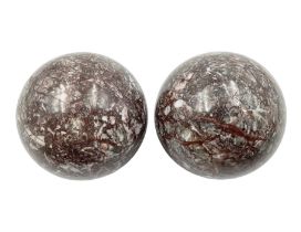 Pair of red jasper spheres