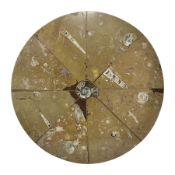 Circular limestone table top