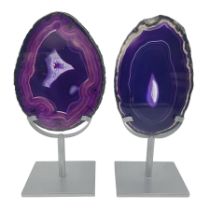 Pair of purple agate slices