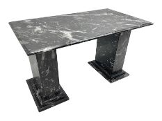Marble hall table with orthoceras and goniatite inclusions