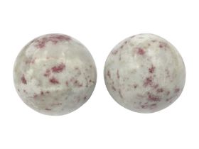 Pair of cinnabar spheres