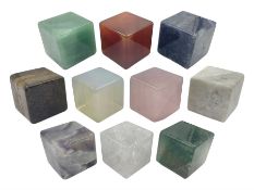 Ten cube mineral specimens