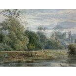 Myles Birket Foster RWS (British 1825-1899): Figures near Tintern Abbey