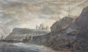 Amos Green (British 1735-1807): Whitby Abbey and Battery Parade from Whitby Sands