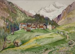 Cecil Arthur Hunt RWS RBA (British 1873-1965): 'Zermatt from the Matterhorn - Switzerland'