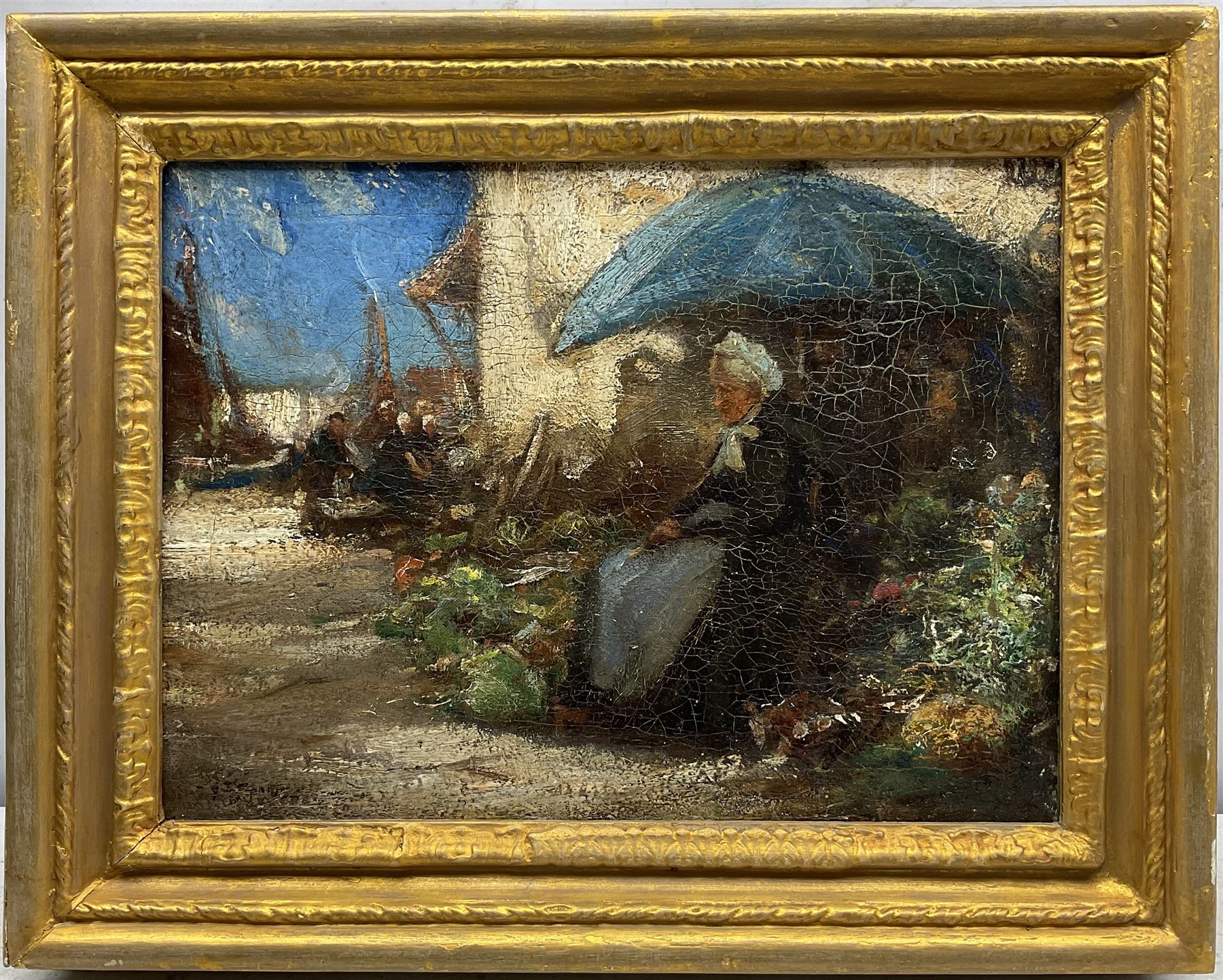Mark Senior (Staithes Group 1864-1927): Elderly Lady outside a Fisherman's Cottage - Image 2 of 3