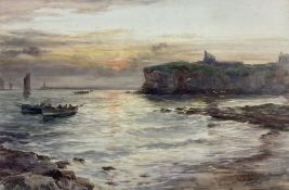 Joseph Jobling (British 1870-1930): Sunrise over Tynemouth and the Abbey