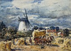 Rowland Henry Hill (Staithes Group 1873-1952): Haymaking before Ugthorpe Mill
