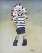 Brian Shields 'Braaq' (Northern British 1951-1997): Self Portrait as a Young Boy with Native America