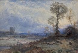 Myles Birket Foster RWS (British 1825-1899): The Flock at Sunset