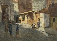 Albert George Stevens (Staithes Group 1863-1925): Children in Whitby Market Place
