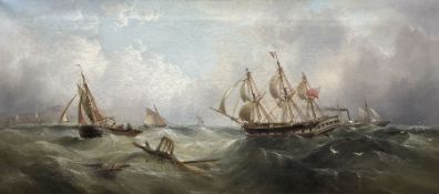 Henry Redmore (British 1820-1887): English Frigate and Wreck in a Swell off Scarborough