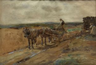 John Atkinson (Staithes Group 1863-1924): 'Cutting Peat'