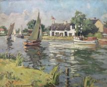 Hurst Balmford (British 1871-1950): 'Horning Ferry - Broads' Norfolk