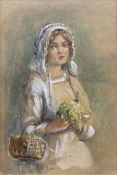 Rowland Henry Hill (Staithes Group 1873-1952): Young Girl with Primroses