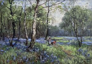 William Ashton (British 1853-1927): Two Girls in Bluebell Wood
