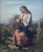 Edward John Cobbett (British 1815-1899): Young Woman Gathering Heather