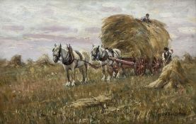 James William Booth (Staithes Group 1867-1953): Harvest Time - Collecting Stooks in the Field