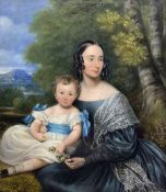 C D Langley (British mid 19th century): Portrait of Mother and Child