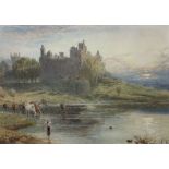 Myles Birket Foster RWS (British 1825-1899): Cattle Watering at Linlithgow Palace