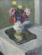 Agostino Bosia (Italian 1886-1962): Still Life of Pansies and Flowers in a Vase