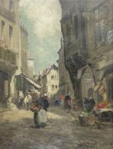 Owen Bowen (Staithes Group 1873-1967): Figures in a French Market