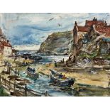 Rowland Henry Hill (Staithes Group 1873-1952): Looking Down Staithes Beck