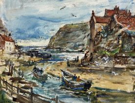 Rowland Henry Hill (Staithes Group 1873-1952): Looking Down Staithes Beck