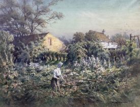 Alwyn Henry Holland (British 1861-1935): Young Woman in a Cottage Garden