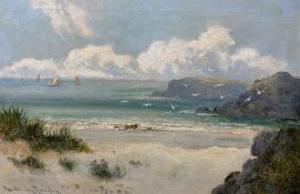 William Langley (British 1852-1922): Coastal Landscape with Seagulls