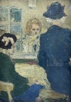 Ronald Ossory Dunlop (British 1894-1973): 'Youth and Age' - Cafe Scene