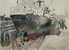 Allanson Hick (British 1898-1975): Ship in Dry Dock