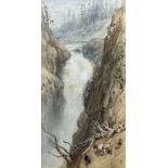 Myles Birket Foster RWS (British 1825-1899): Figure and Goats by a Waterfall