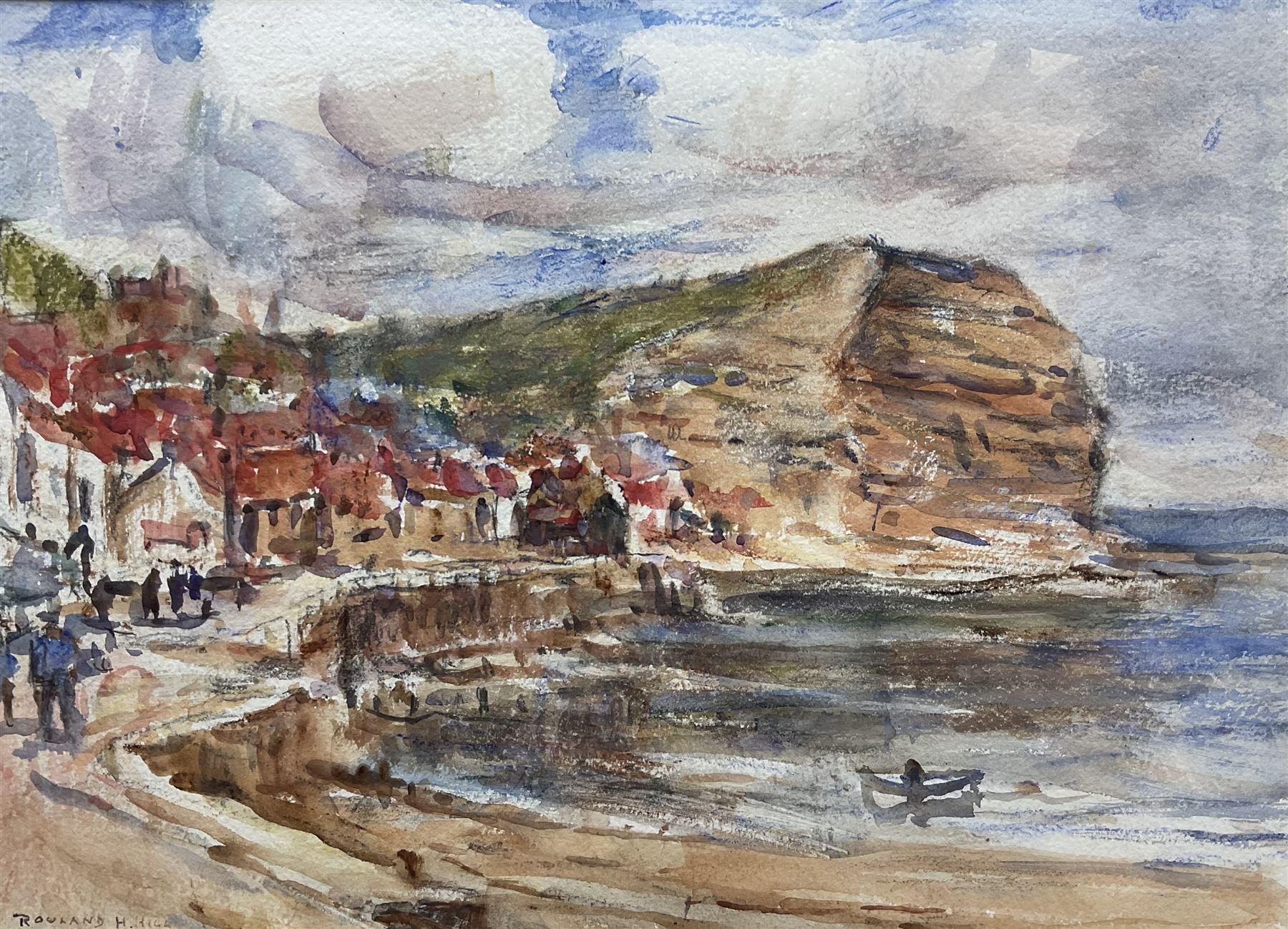 Rowland Henry Hill (Staithes Group 1873-1952): Cowbar Nab from Seaton Garth - Staithes