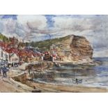Rowland Henry Hill (Staithes Group 1873-1952): Cowbar Nab from Seaton Garth - Staithes
