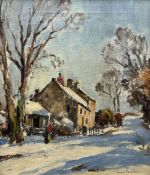 Owen Bowen (Staithes Group 1873-1967): Yorkshire Dales Cottages in the Winter Sunshine