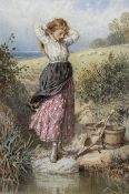 Myles Birket Foster RWS (British 1825-1899): The Milkmaid