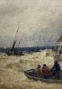 Thomas Bush Hardy (British 1842-1897): Fishing Boats leaving Harbour in Choppy Seas